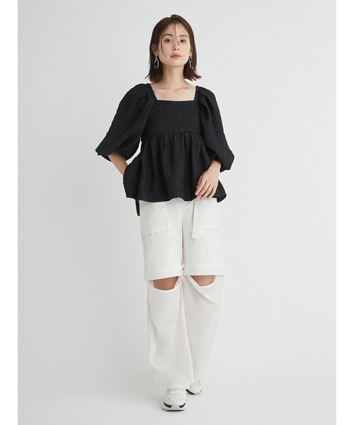 emmi（エミ）の「【emmi atelier】撥水2wayナイロンワークパンツ（カーゴパンツ・レディース・チャコールグレー/ライム/ホワイト・0/1）」の7枚目の写真