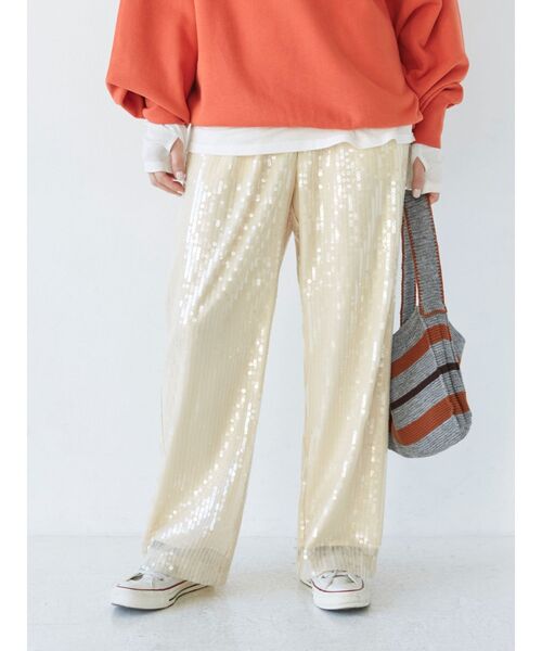 Ungrid（アングリッド）の「スパンコールパンツ（その他パンツ・レディース・アイボリー/ブラック・FREE）」の3枚目の写真