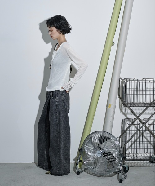 クロスウエストアシメラップデニムパンツ（デニムパンツ）｜THE YOn