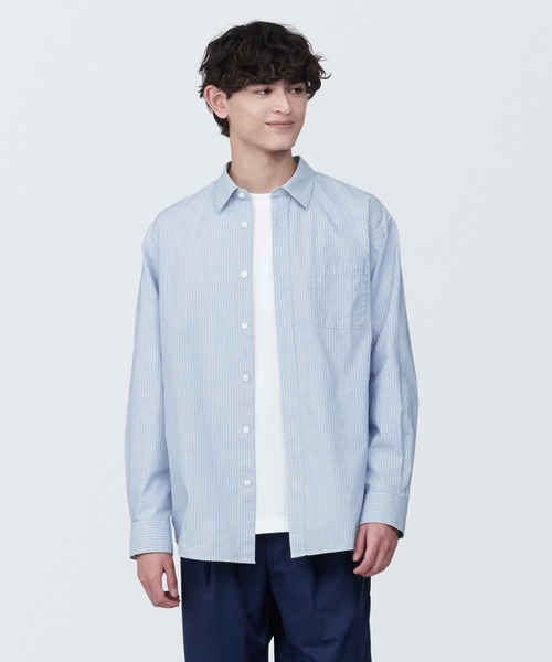 無印良品（ムジルシリョウヒン）の「紳士　洗いざらしブロード長袖シャツ（シャツ/ブラウス・メンズ・ライトグリーン系1/ホワイト/ブルー系5/グレー系その他2/ホワイト系2/ライトピンク/ブラック/ブルー/ライトイエロー・XS/XL/M/S/L）」の8枚目の写真