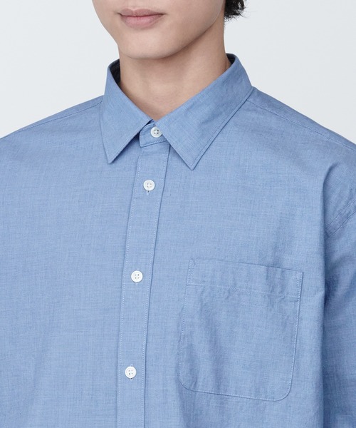 無印良品（ムジルシリョウヒン）の「紳士　洗いざらしブロード長袖シャツ（シャツ/ブラウス・メンズ・ライトグリーン系1/ホワイト/ブルー系5/グレー系その他2/ホワイト系2/ライトピンク/ブラック/ブルー/ライトイエロー・XS/XL/M/S/L）」の21枚目の写真