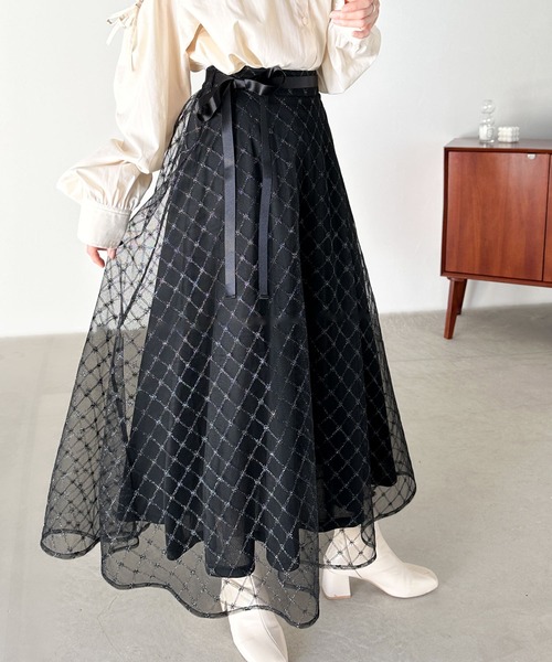 セール】【mily bilet】フェミニンが詰まった1枚。花柄ラメチュール  