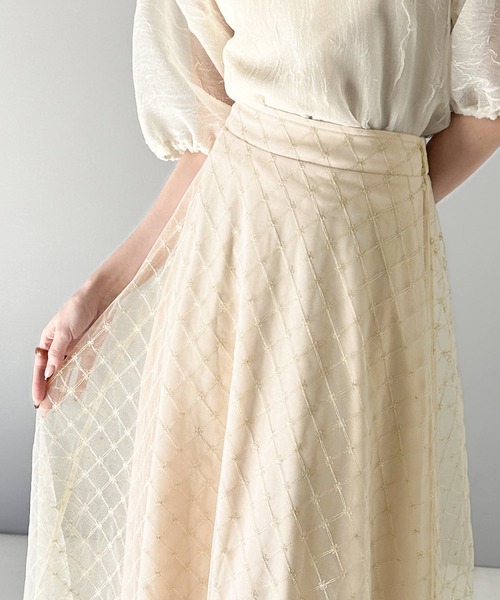 セール】【mily bilet】フェミニンが詰まった1枚。花柄ラメチュール