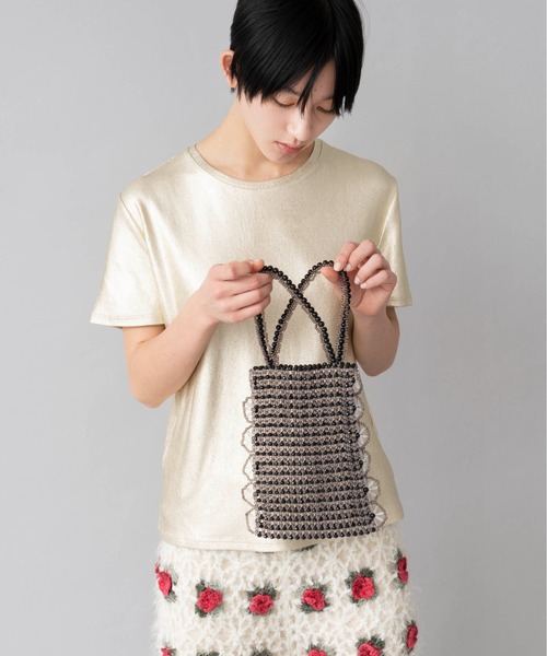 Casselini(キャセリーニ)の「Casselini(キャセリーニ)スカラップビーズバック(ハンドバッグ・レディース・アイボリー/ブラック/シルバー/ピンク・FREE)」の13枚目の写真