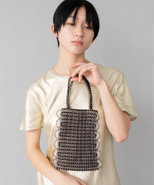 Casselini(キャセリーニ)の「Casselini(キャセリーニ)スカラップビーズバック(ハンドバッグ・レディース・アイボリー/ブラック/シルバー/ピンク・FREE)」の14枚目の写真