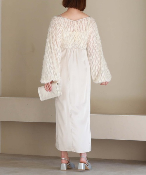 archives(アルシーヴ)の「2wayチュールボレロ×サテンキャミワンピースSET(ワンピース・レディース・ブラック/アイボリー/ブルー・MEDIUM)」の5枚目の写真