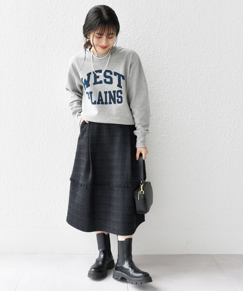 シップス エニィ（SHIPS any）/SHIPS any: ツイード バレル コクーン スカート［NAVY BLUE］ SHIPS any（シップス エニィ）の「SHIPS any: ツイード バレル