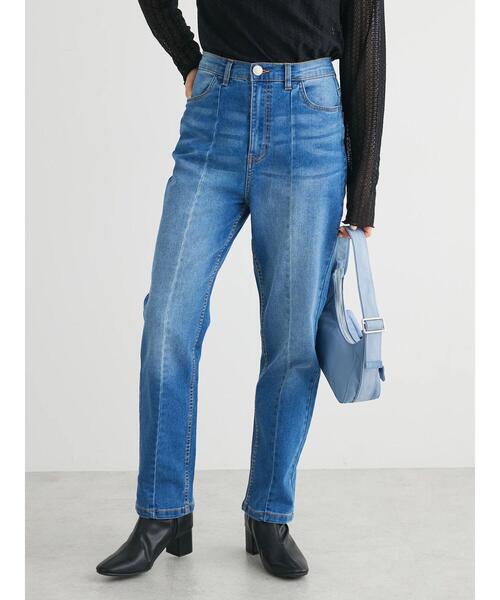 Green　Parks（グリーンパークス）の「GUMストレッチセンター切替テーパードデニムパンツ（デニムパンツ・レディース・ライトブルー/ブルー・L/M）」の5枚目の写真