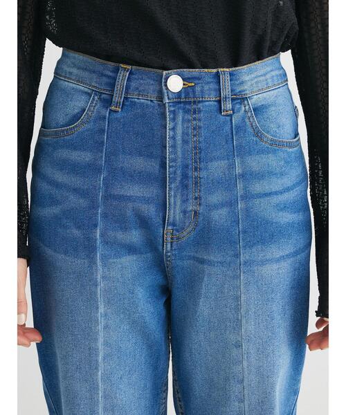 Green　Parks（グリーンパークス）の「GUMストレッチセンター切替テーパードデニムパンツ（デニムパンツ・レディース・ライトブルー/ブルー・L/M）」の6枚目の写真