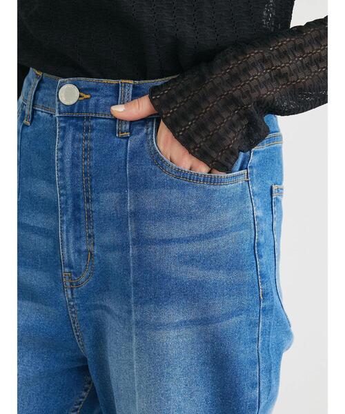 Green　Parks（グリーンパークス）の「GUMストレッチセンター切替テーパードデニムパンツ（デニムパンツ・レディース・ライトブルー/ブルー・L/M）」の8枚目の写真