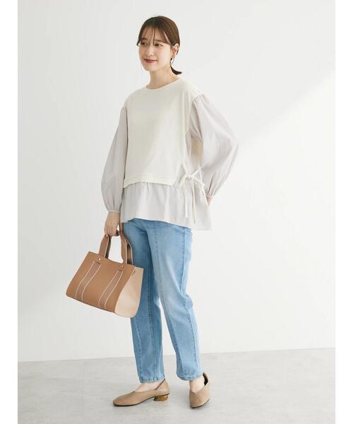 Green　Parks（グリーンパークス）の「GUMストレッチセンター切替テーパードデニムパンツ（デニムパンツ・レディース・ライトブルー/ブルー・L/M）」の10枚目の写真