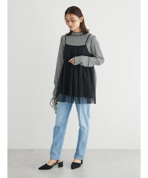 Green　Parks（グリーンパークス）の「GUMストレッチセンター切替テーパードデニムパンツ（デニムパンツ・レディース・ライトブルー/ブルー・L/M）」の14枚目の写真