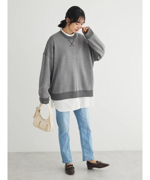 Green　Parks（グリーンパークス）の「GUMストレッチセンター切替テーパードデニムパンツ（デニムパンツ・レディース・ライトブルー/ブルー・L/M）」の18枚目の写真