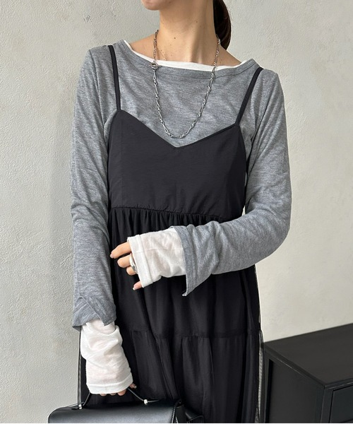 DouDou（ドゥドゥ）の「【WEB限定】チュールティアードキャミワンピース（ワンピース・レディース・ブラック/チャコールグレー・FREE）」の11枚目の写真