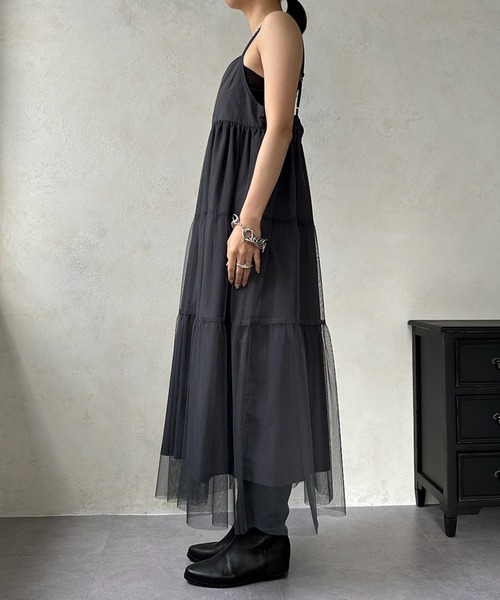DouDou（ドゥドゥ）の「【WEB限定】チュールティアードキャミワンピース（ワンピース・レディース・ブラック/チャコールグレー・FREE）」の21枚目の写真