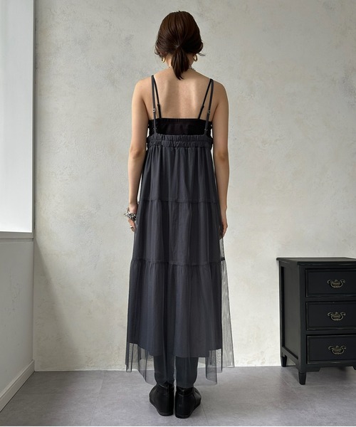 DouDou（ドゥドゥ）の「【WEB限定】チュールティアードキャミワンピース（ワンピース・レディース・ブラック/チャコールグレー・FREE）」の22枚目の写真