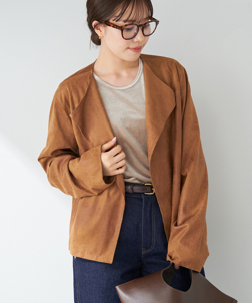 plage(プラージュ)の「Fake Suede Cropped ジャケット(その他アウター・レディース・キャメル・FREE)」の3枚目の写真