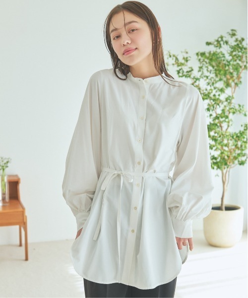 mysty woman(ミスティウーマン)の「クイックドライバンドカラーボリュームシャツ 104668(シャツ/ブラウス・レディース・オフホワイト/ベージュ系その他/ブルー系その他・FREE)」の1枚目の写真