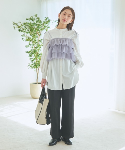 mysty woman(ミスティウーマン)の「クイックドライバンドカラーボリュームシャツ 104668(シャツ/ブラウス・レディース・オフホワイト/ベージュ系その他/ブルー系その他・FREE)」の6枚目の写真