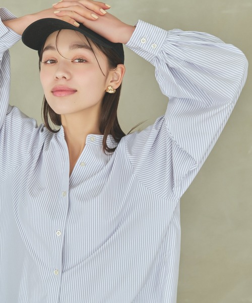 mysty woman(ミスティウーマン)の「クイックドライバンドカラーボリュームシャツ 104668(シャツ/ブラウス・レディース・オフホワイト/ベージュ系その他/ブルー系その他・FREE)」の5枚目の写真