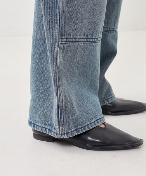 FREAK'S STORE（フリークスストア）の「ダブルニーデニム /カーヴィーパンツ/カーブパンツ（デニムパンツ・レディース・ブルー/ブラック/サックスブルー・SMALL/MEDIUM）」の4枚目の写真