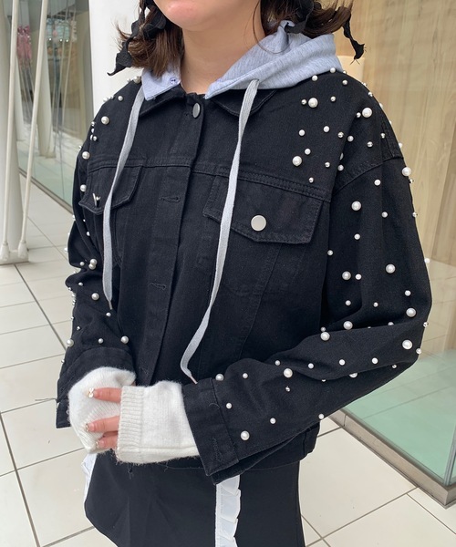 SHEPP(シープ)の「パール付き デニムGジャン(デニムジャケット・レディース・ブラック/ブルー・FREE)」の18枚目の写真