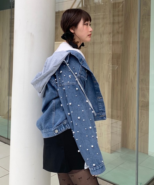 SHEPP(シープ)の「パール付き デニムGジャン(デニムジャケット・レディース・ブラック/ブルー・FREE)」の20枚目の写真