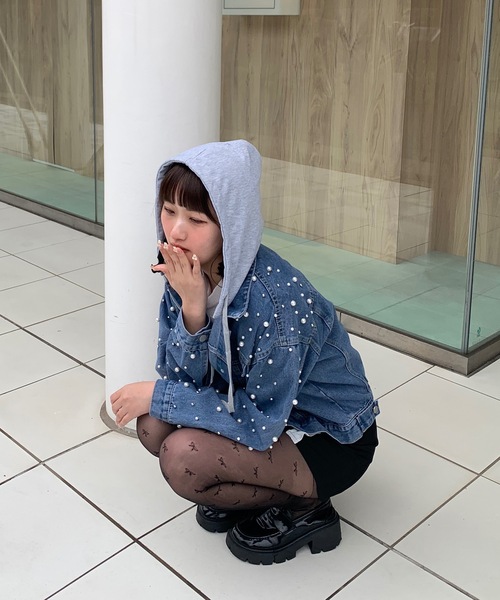 SHEPP(シープ)の「パール付き デニムGジャン(デニムジャケット・レディース・ブラック/ブルー・FREE)」の22枚目の写真