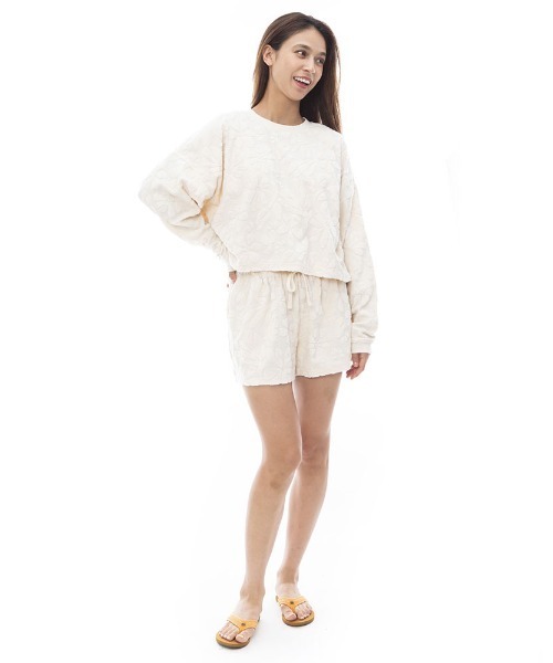 BILLABONG(ビラボン)の「BILLABONG レディース LOOSEN UP CREW トレーナー 【2024年春夏モデル】/ビラボンパイル地スウェット(スウェット・レディース・ホワイト/ラベンダー・MEDIUM)」の8枚目の写真