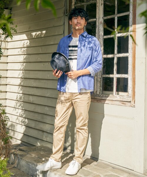 ikka(イッカ)の「パイナップルパネルボーダーTシャツ(Tシャツ/カットソー・メンズ・ホワイト/ネイビー/グレー・M/L/XL/S)」の6枚目の写真
