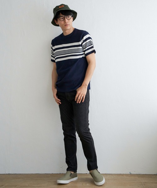 ikka(イッカ)の「パイナップルパネルボーダーTシャツ(Tシャツ/カットソー・メンズ・ホワイト/ネイビー/グレー・M/L/XL/S)」の22枚目の写真