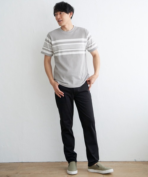 ikka(イッカ)の「パイナップルパネルボーダーTシャツ(Tシャツ/カットソー・メンズ・ホワイト/ネイビー/グレー・M/L/XL/S)」の20枚目の写真