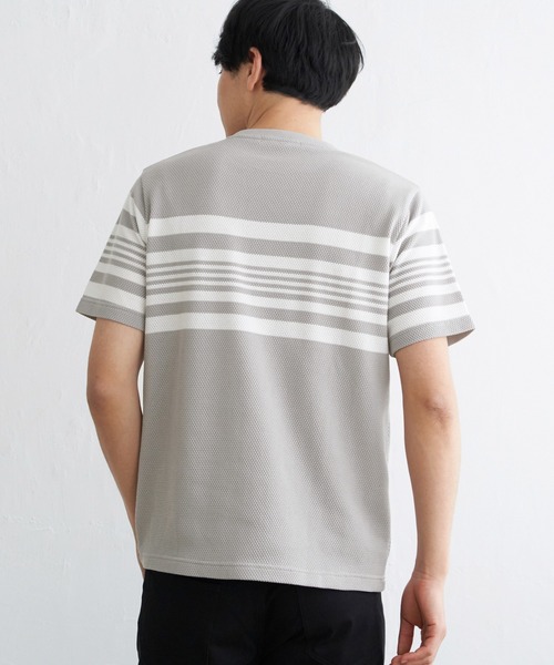 ikka(イッカ)の「パイナップルパネルボーダーTシャツ(Tシャツ/カットソー・メンズ・ホワイト/ネイビー/グレー・M/L/XL/S)」の11枚目の写真