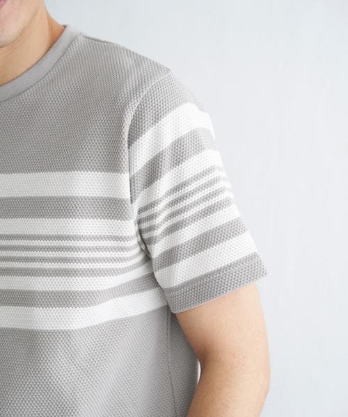 ikka(イッカ)の「パイナップルパネルボーダーTシャツ(Tシャツ/カットソー・メンズ・ホワイト/ネイビー/グレー・M/L/XL/S)」の14枚目の写真