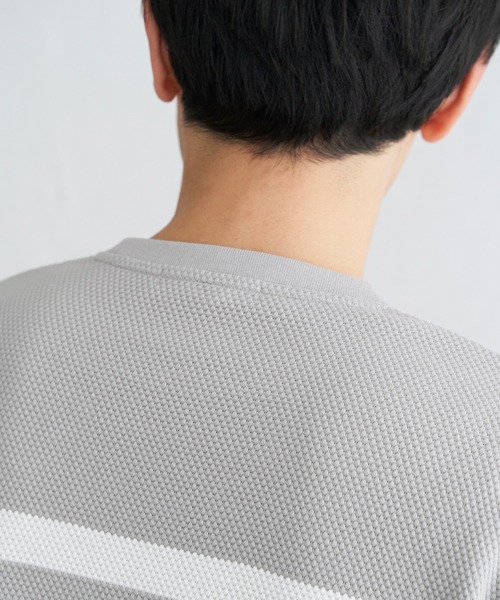 ikka(イッカ)の「パイナップルパネルボーダーTシャツ(Tシャツ/カットソー・メンズ・ホワイト/ネイビー/グレー・M/L/XL/S)」の15枚目の写真