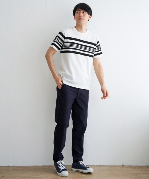 ikka(イッカ)の「パイナップルパネルボーダーTシャツ(Tシャツ/カットソー・メンズ・ホワイト/ネイビー/グレー・M/L/XL/S)」の19枚目の写真