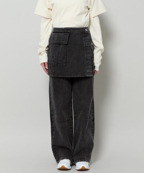 3.3 Field Trip （3.3フィールドトリップ）の「3.3 Field Trip／スカート SET パンツ /レイヤード/3WAY/ラップ/取り外し可能/2994159（デニムパンツ・レディース・ベージュ/ブラック/カーキ・MEDIUM/LARGE）」の20枚目の写真