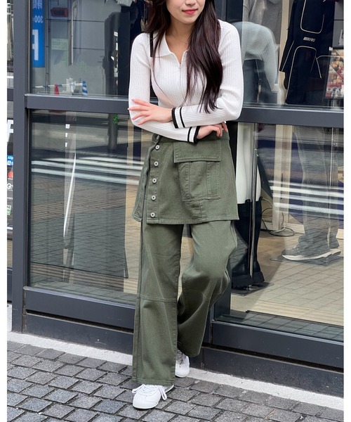 3.3 Field Trip （3.3フィールドトリップ）の「3.3 Field Trip／スカート SET パンツ /レイヤード/3WAY/ラップ/取り外し可能/2994159（デニムパンツ・レディース・ベージュ/ブラック/カーキ・MEDIUM/LARGE）」の8枚目の写真