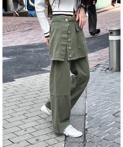 3.3 Field Trip （3.3フィールドトリップ）の「3.3 Field Trip／スカート SET パンツ /レイヤード/3WAY/ラップ/取り外し可能/2994159（デニムパンツ・レディース・ベージュ/ブラック/カーキ・MEDIUM/LARGE）」の11枚目の写真