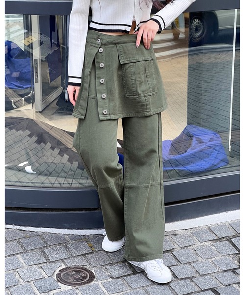 3.3 Field Trip （3.3フィールドトリップ）の「3.3 Field Trip／スカート SET パンツ /レイヤード/3WAY/ラップ/取り外し可能/2994159（デニムパンツ・レディース・ベージュ/ブラック/カーキ・MEDIUM/LARGE）」の10枚目の写真