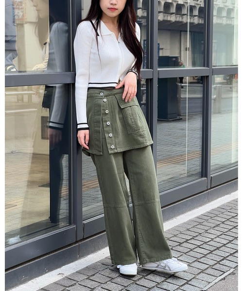 3.3 Field Trip （3.3フィールドトリップ）の「3.3 Field Trip／スカート SET パンツ /レイヤード/3WAY/ラップ/取り外し可能/2994159（デニムパンツ・レディース・ベージュ/ブラック/カーキ・MEDIUM/LARGE）」の9枚目の写真