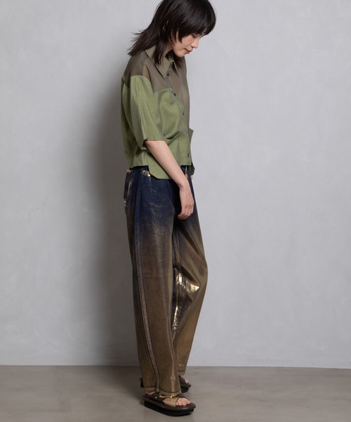 MARECHAL TERRE(マルシャルテル)の「シアーシャツ(シャツ/ブラウス・レディース・ホワイト/ブラック/グレー系その他/カーキ・MEDIUM)」の7枚目の写真