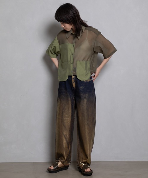 MARECHAL TERRE(マルシャルテル)の「シアーシャツ(シャツ/ブラウス・レディース・ホワイト/ブラック/グレー系その他/カーキ・MEDIUM)」の8枚目の写真