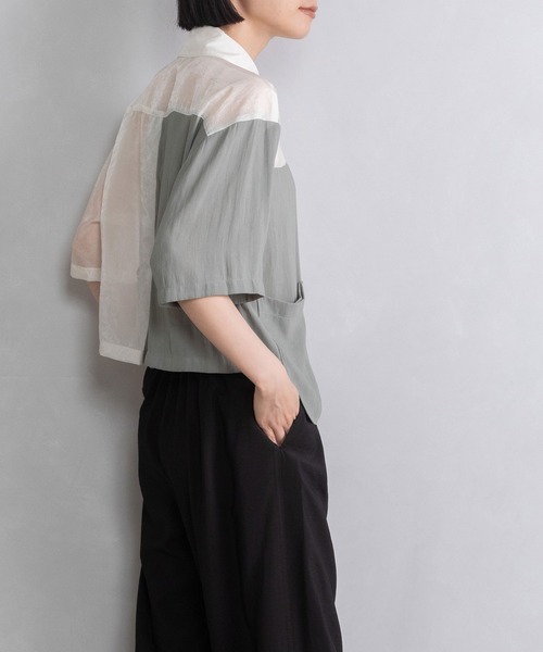 MARECHAL TERRE(マルシャルテル)の「シアーシャツ(シャツ/ブラウス・レディース・ホワイト/ブラック/グレー系その他/カーキ・MEDIUM)」の16枚目の写真