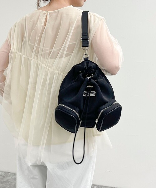 OUTDOOR PRODUCTS（アウトドアプロダクツ）の「【OUTDOOR PRODUCTS/アウトドアプロダクツ】3WAYアウトポケットドロストバッグ（ショルダーバッグ・レディース・オフホワイト/ブラック・FREE）」の10枚目の写真