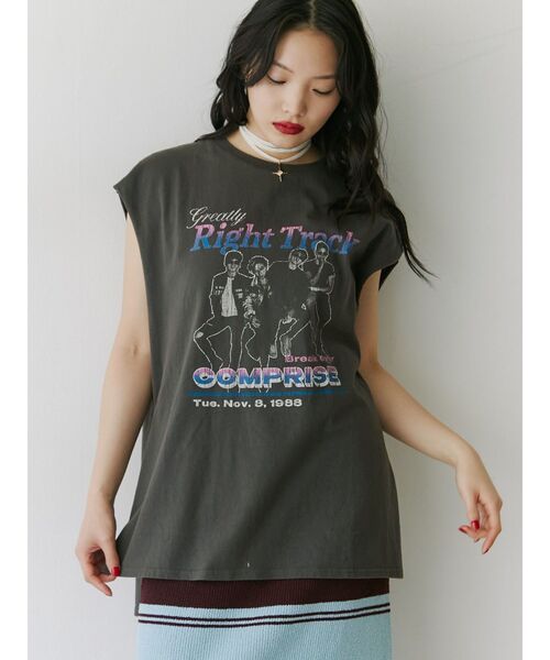 jouetie(ジュエティ)の「ヴィンテージグラフィックノースリーブTシャツ(Tシャツ/カットソー・レディース・ブラック/アイボリー/ブルー・MEDIUM)」の10枚目の写真