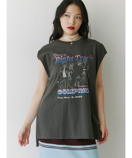 jouetie(ジュエティ)の「ヴィンテージグラフィックノースリーブTシャツ(Tシャツ/カットソー・レディース・ブラック/アイボリー/ブルー・MEDIUM)」の12枚目の写真