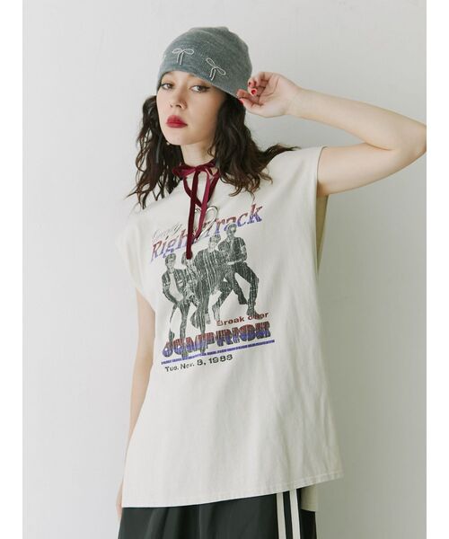 jouetie(ジュエティ)の「ヴィンテージグラフィックノースリーブTシャツ(Tシャツ/カットソー・レディース・ブラック/アイボリー/ブルー・MEDIUM)」の16枚目の写真