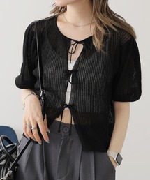 AO2 | 2-way Sheer Ribbon Cardigan / 2WAY シアー リボントップス(Tシャツ/カットソー)