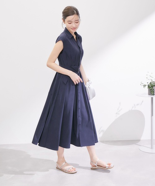 ロペピクニック　シャツコンシャスフレンチスリーブワンピース　ネイビー　L ROPÉ PICNIC(ロペピクニック) / 【3サイズ展開】シャツ